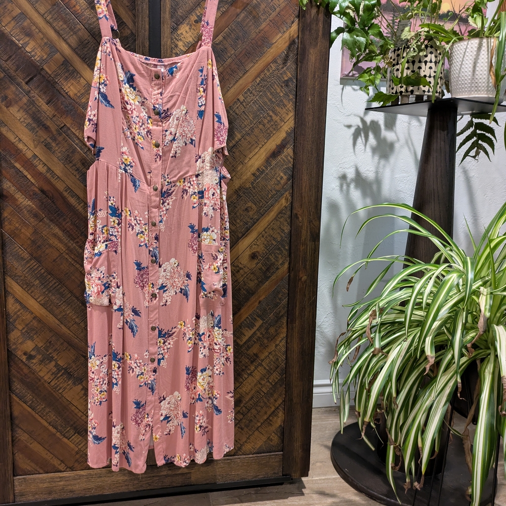Xhilaration Pink Floral Midi Dress